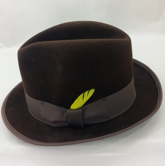Vintage Wool Fedora Hat Feather Wings Headwear President - Picture 11 of 11